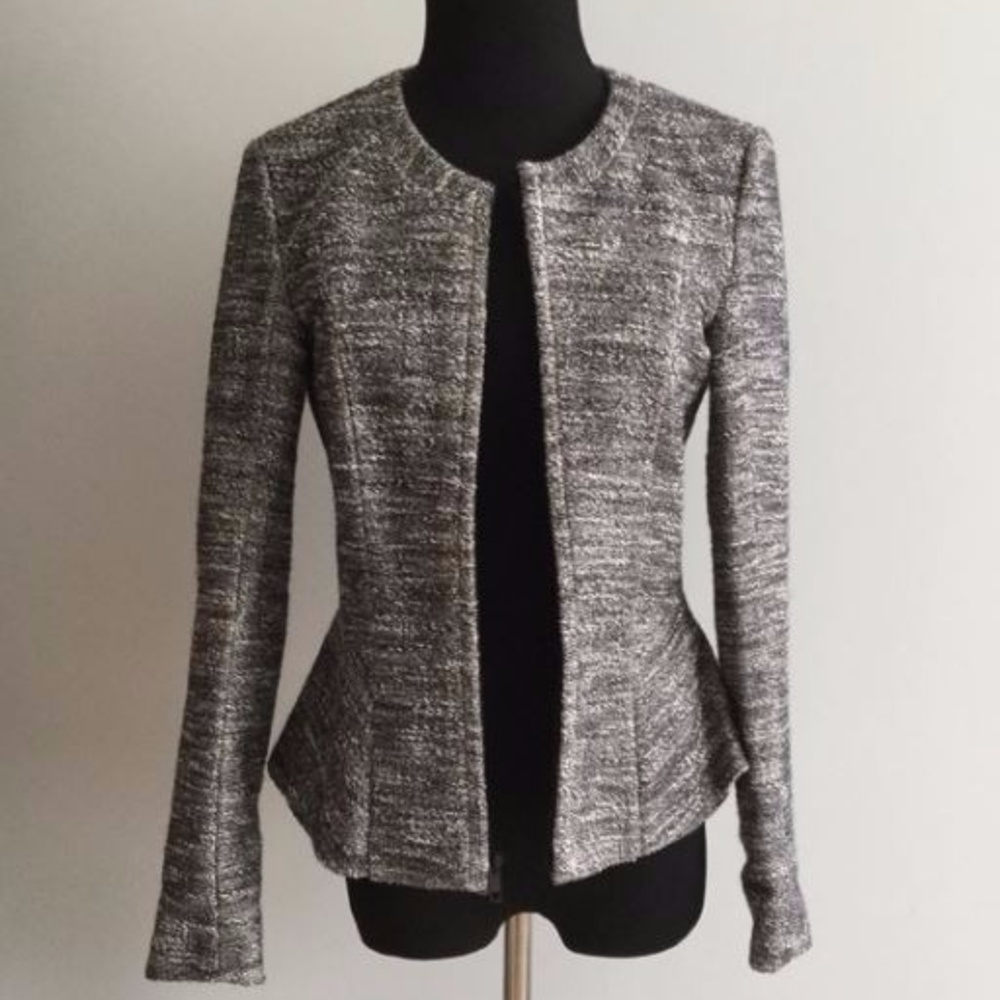 Theory Black and White Tweed Blazer